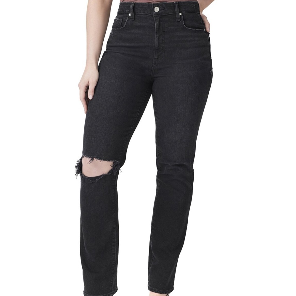 Paige  Knockout jeans in onyx high rise straight leg